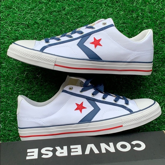 CONVERSE STAR PLAYER OX WHITE/NAVY/GUM RED MEN’S - Picture 14 of 16